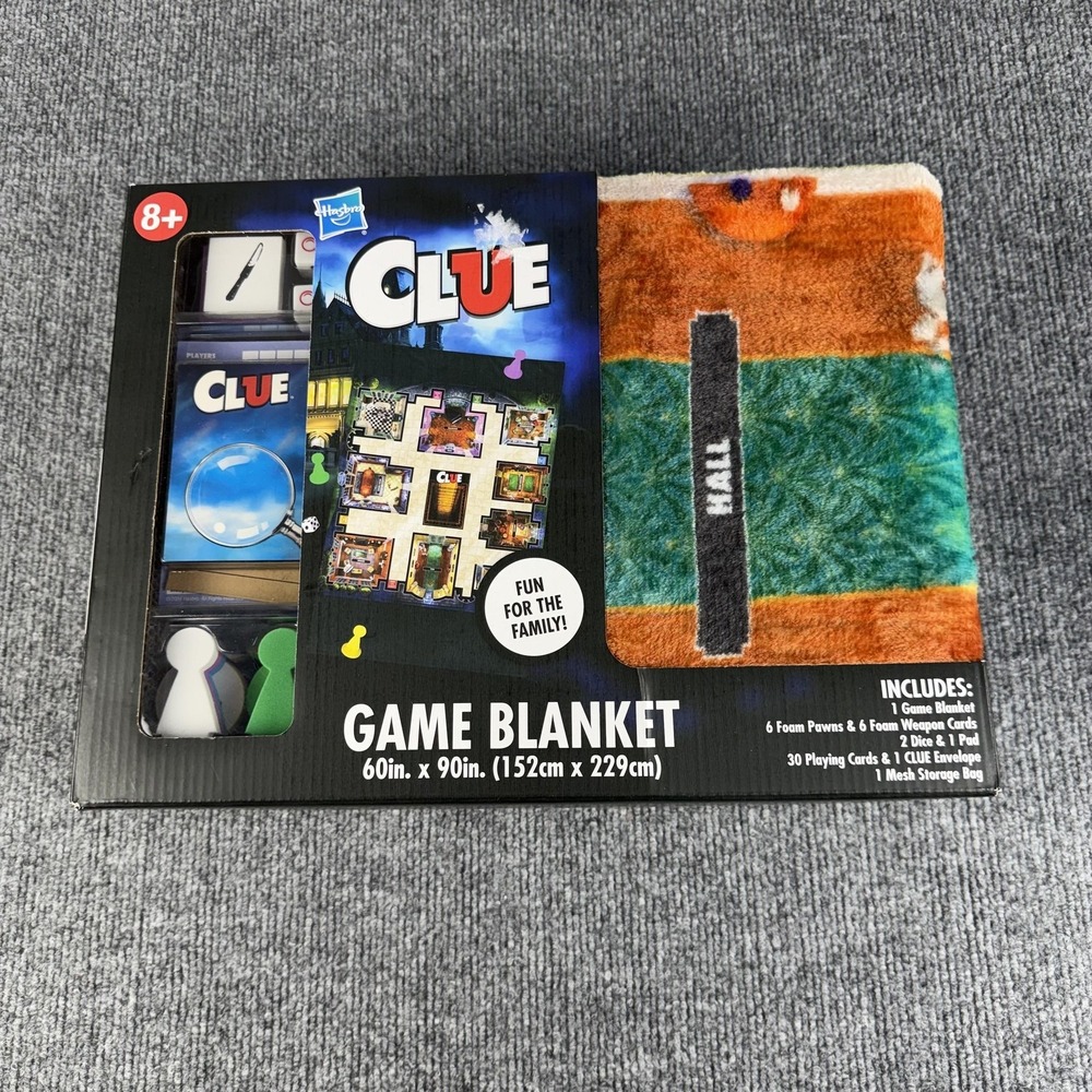 Clue Game Blanket Board Game Set Hasbro 60x90in Family 8+ Multicolor Mystery‎